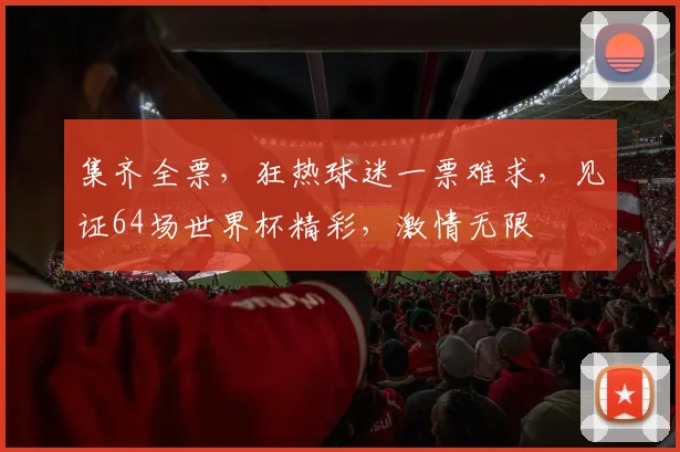 集齐全票，狂热球迷一票难求，见证64场世界杯精彩，激情无限